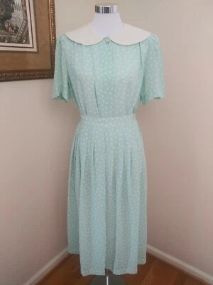 Falda y Blusa Josephine Blanca Paleta de Lunares Turquesa Poliéster Talla 10 Usada en Excelente Condición De Colección Foto 1 de 4