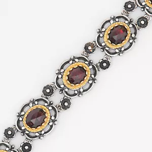 21 cm - Trachten Armband Sterlingsilber 925 Granat Vergoldet Floral - Bild 1 von 4