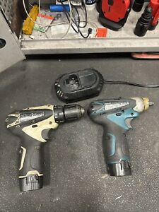 Makita 3/8 Impact Gun, Drill & 2 Batteries with Charger 12v 10.8v TW100D DF330D