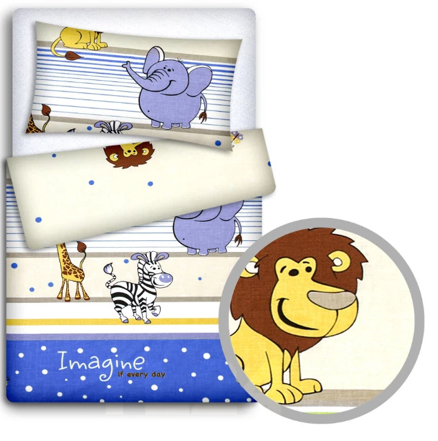 ROPA DE CAMA DE BEBÉ APTA PARA CAMA JUNIOR 150x120cm FUNDA DE ALMOHADA FUNDA NÓRDICA Azul Safari Foto 1 de 1