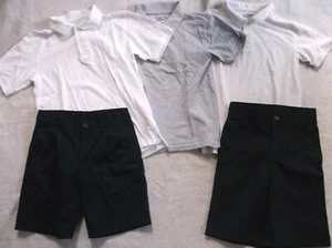 BOY 10-12: SCHOOL UNIFORM KNIT POLO SHIRTS & NAVY SHORTS (10) LOT: CHAPS & IZOD - Picture 1 of 3