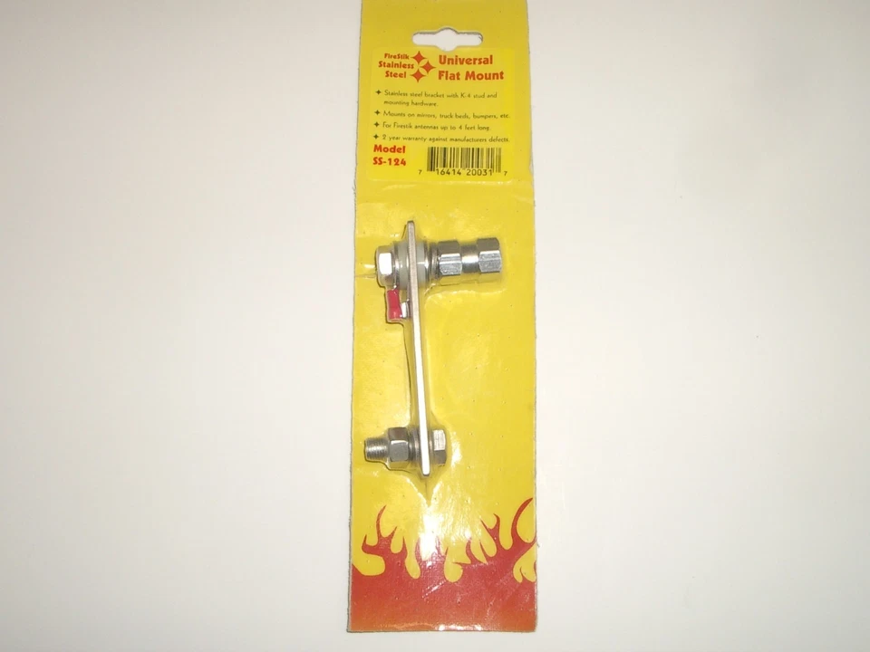 FIRESTIK SS-124 FLAT BAR STAINLESS STEEL ANTENNA MOUNT BRACKET w/ LUG STUD - Image 1 of 1