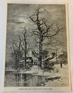 1887 magazine engraving~ A WINTRY HOME ON CHRISTMAS NIGHT ~ Conrad Wimmer - Picture 1 of 1