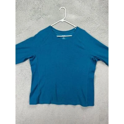 Duluth Trading Co. Camisa Mujer 2XL Verde Azulado Cuello Redondo Manga Larga Camiseta Damas Foto 1 de 4