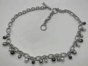 JUDITH RIPKA Sterling Silber Halskette 6 mm / 8 mm Perlen CZ Ornamente Hänger Kette - Bild 1 von 4