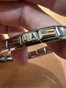 Italian Charms (USA- Flags) 18 Total Links Bracelet - Picture 1 of 5