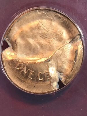 2001 lincoln cent error Broadstruck Double Partial Brockage  ANACS Ms63 Red Rare - Image 1 of 4
