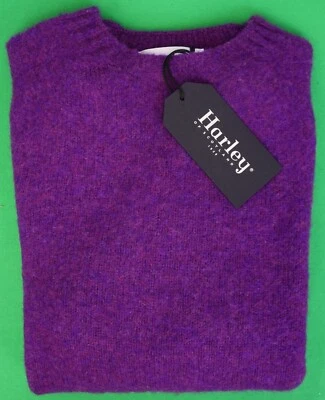 Harley Of Scotland Heather Purple Shaggy Dog Shetland Wool Crewneck Sweater Sz L - Image 1 of 4