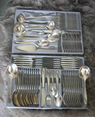 schönes, altes Besteck, versilbert WMF Patent 90, 12 Personen,72 Teile, WMF Wien - Bild 1 von 4