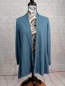 Logo women's long sleeve waffle knit open front size small cardigan pockets b30 - Picture 1 of 9
