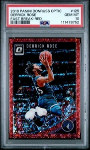 Derrick Rose 2018 Panini Donruss Optic Fast Break Red SP /85 PSA 10 (Pop 1) #125 - Picture 1 of 2