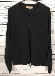 Private Member Men's Sweater Black Polo Style Collar Long Sleeves Large - Picture 1 of 11
