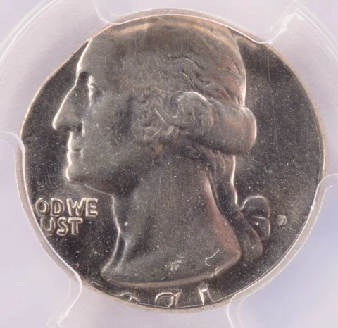 PCGS 25c 1971-D Washington Quarter on Dime Planchet MS64 Cover