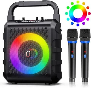 Home Karaoke Machine with 2 Wireless Microphones –Bluetooth Speaker, Audio Speak - Picture 1 of 15