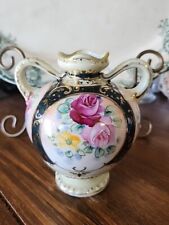 Antique Miniature Morimura Nippon Hand Painted Vase Cabbage Roses