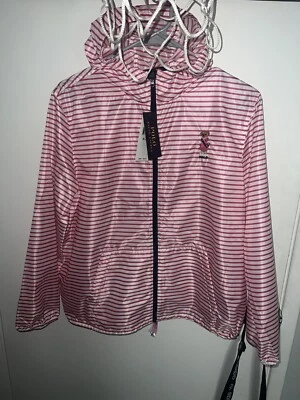 Polo Ralph Lauren Niña Oso Empacable Cortavientos Blanco/Rosa Talla XL 16 Polo Bear Foto 1 de 4