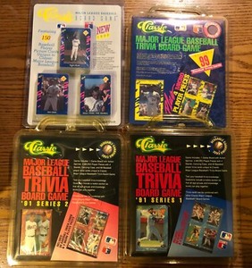 (4) 1990 & 1991 Classic MLB Baseball Card Trivia Board Game Sets - Rookie Cards