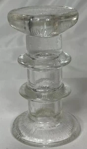 Pukeberg Glass Candlestick 2-Ring Staffan Gellerstedt Sweden 4.75” MCM Ice Glass - Picture 1 of 15