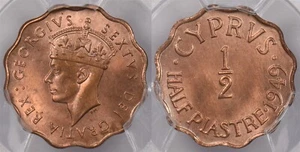 Cyprus 1949 1/2 Piastre PCGS MS 65 RED PI0056 combine shipping - Picture 1 of 5