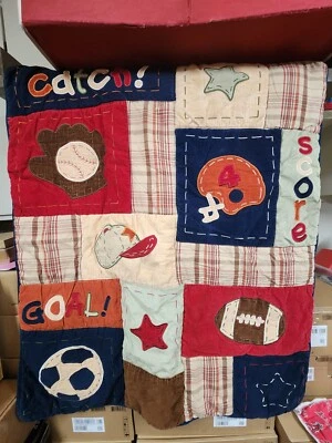 Nojo Sports Nursery Bedding 5 Piece Crib Quilt Dust Ruffle Valance Curtain sheet - Image 1 of 4