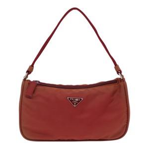 Prada Re-Edition Red Synthetic Clutch Bag Authentic