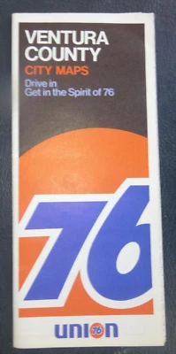 1970 Ventura County California street road map Union 76 oil gas Westlake Village - Image 1 of 4
