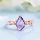 Kite Cut Natural Amethyst Rose Gold Plated On Silver Art Deco Engagement Ring