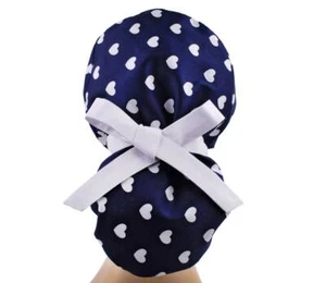 Scrub hats, nurse scrub cap, womens surgical hat, ponytail scrub cap hearts - Picture 1 of 3