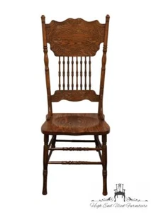 HIGH END VINTAGE Solid Oak Pressed Back Rustic Country Style Dining Side Chair - Picture 1 of 9
