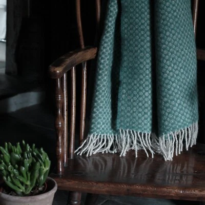 Teal British Made Rustic Wool Blanket - Quality Warm Country Farmhouse - Image 1 of 4