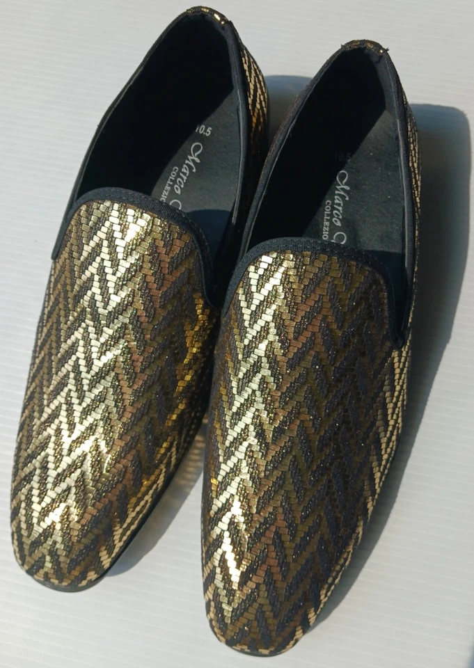 Nuevos Zapatos de Fiesta Marco Vitale Collection Para Hombres Llamativos Dorado/Negro Talla 10.5 Foto 1 de 4