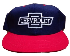 1970s 1980s CHEVROLET BOWTIE PATCH BASEBALL CAP, NAVY BLUE and RED, VINTAGE NEW - Picture 1 of 5