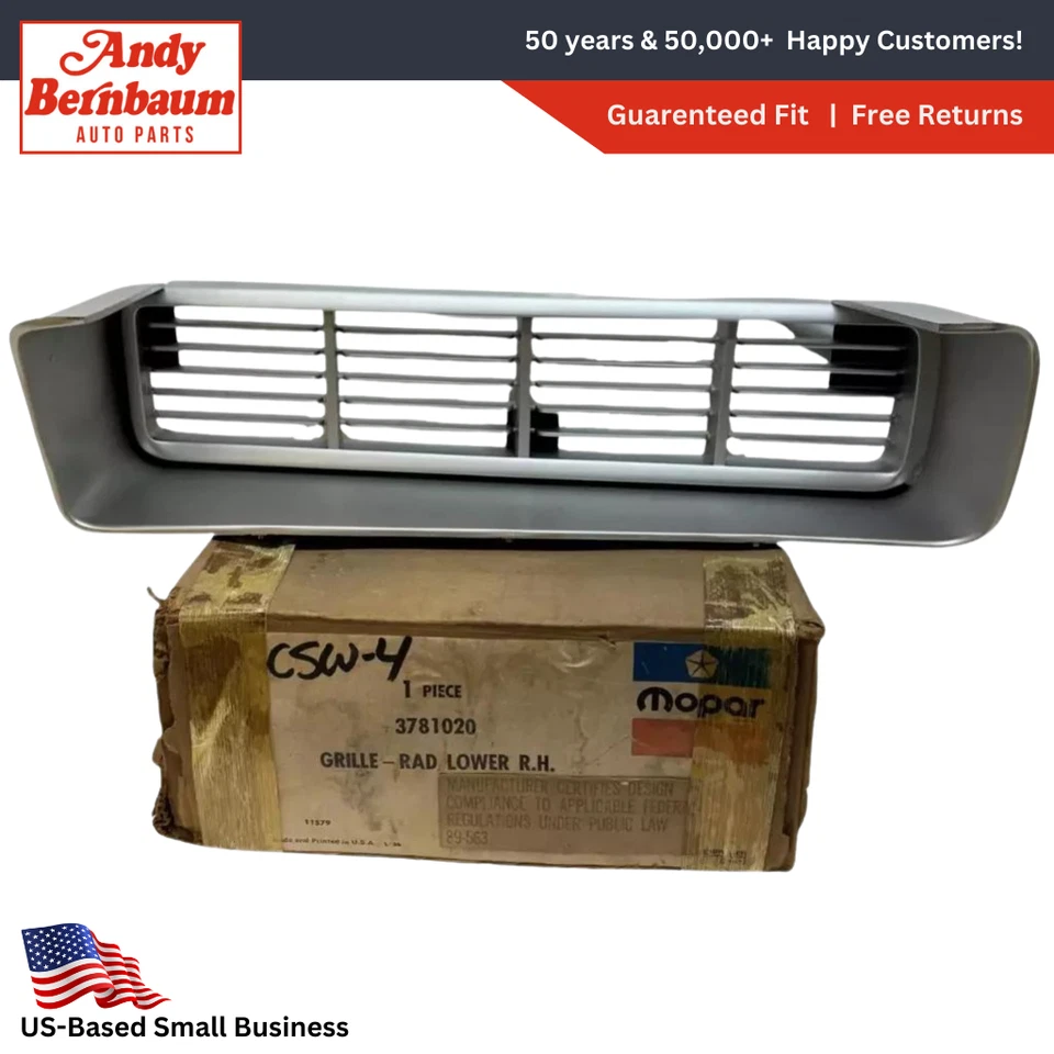 1975-1977 Plymouth Gran Fury Right Side Lower Radiator Grille 3781020 NOS. - Image 1 of 4