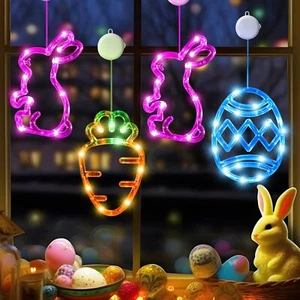 4Pack Easter Window Lights Bunny Carrot LED Lamp Indoor Easter Decorations - Picture 1 of 6