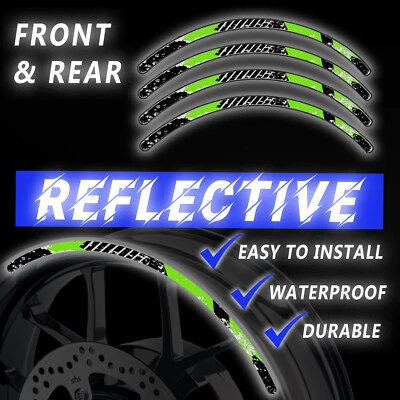 PEGATINA DE LLANTA REFLECTANTE VERDE 17 PULGADAS SH06 para Suzuki GSXR600 18 19 20 21 22 Foto 1 de 4