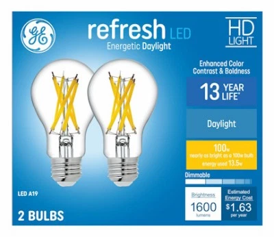 LED HD Refresh Daylight Light Bulbs,A19 Medium Base,13.5 Watt,2-Pk. - 93129470 - Image 1 of 1