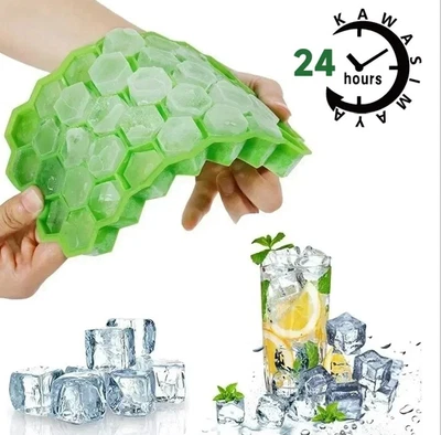 Moldes para cubitos de hielo de silicona de 37 cavidades con tapas 2 piezas - sin BPA y reutilizables - NUEVO Foto 1 de 4