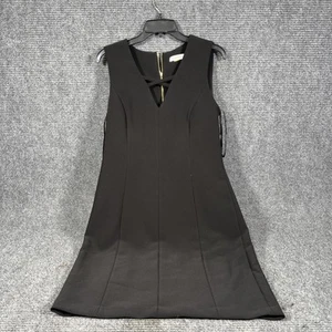 Calvin Klein Kleid Größe 12 Damen ärmellos V-Ausschnitt schwarz neu mit Etikett $ 118 neu - Bild 1 von 9