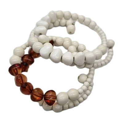 Gargantilla blanca collar alambre envoltura alrededor cuentas serpiente cuentas lote de 2 piezas OSFM Foto 1 de 4