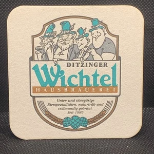 Vintage German Beer Mat Coaster Ditzinger Wichtel Hausbrauerei - Picture 1 of 4