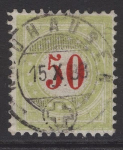 SCHWEIZ Z20CII 1887 50c PORTO FÄLLIG TYP II N KARMIN GEBRAUCHT CV 175 $ - Bild 1 von 2