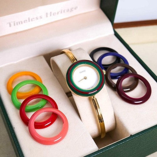 GUCCI 2120 Orologio Donna Lunetta Cambiabile 9 Colori Bracciale Quarzo 26mm