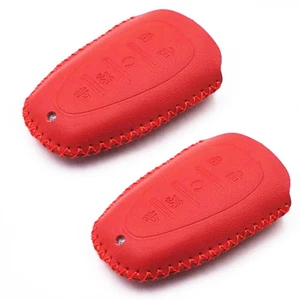 2Pcs Red Leather For Chevrolet Camaro Traverse Malibu 5 Buttons Key Fob Bag - Picture 1 of 4