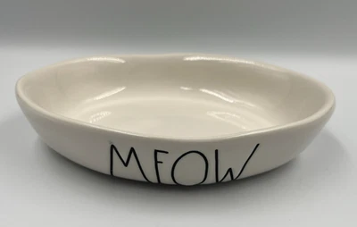 Rae Dunn Magenta Colección Artesanal MEOW Gato Cuenco Comida Plato Agua Marfil Foto 1 de 4