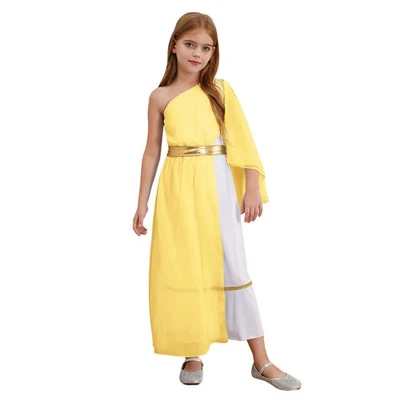 Kids Girls Ancient Greek Toga Costume Roman Dress Tunic Halloween Party Cosplay - Image 1 of 4