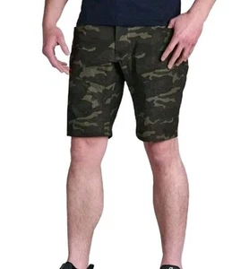 Kuhl Mens NEW VERSION Silencr Kargo Shorts size 34"W x 10"L GREEN CAMO $79 MSRP - Picture 1 of 3