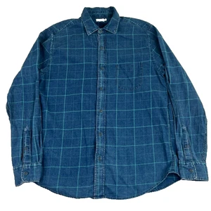 Faherty Long Sleeve Button Up Shirt Mens Large Blue Plaid Menswear Smart Casual - Picture 1 of 10