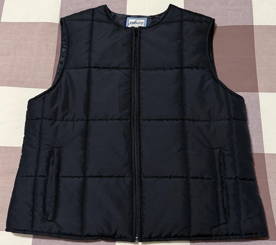 Pendleton Originals Mujer’s Chaleco Puffer Grande Cuadrado Edredón Ligero Negro Foto 1 de 4