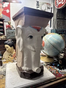 Vintage großer Kreidegeschirr indischer Elefant Pflanzenständer 20”x13,5”x8” - Bild 1 von 6