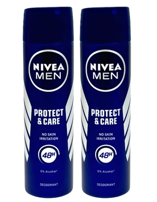 2 Pack Nivea Men 48 Hour Protection Care Deodorant Spray 150 ml No Alcohol - Image 1 of 2